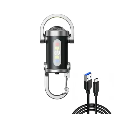 GOUPDO USB Rechargeable Keychain Flashlights Ultra Bright Mini Work Light with RedBlue Light Portable Camping Lantern Outdoor