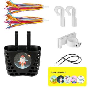 Front Handlebars Waterproof Rear Bikes Basket Plastic Bikes Basket with Fastens Strap for Boy Girl Bikes Wicker Basket