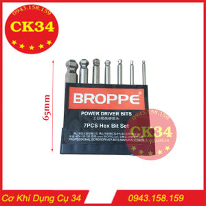 Bộ 7 mũi lục giác đầu bi bóng cho khoan chuôi lục giác hãng BROPPE cao cấp