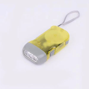 LED Hand Pressing Dynamo Flashlight 3LEDs Flashlight With Hanging Rope Flashlights And Torches Yellow Shell Manual Bright Small Portable Plastic Outdoor Strong