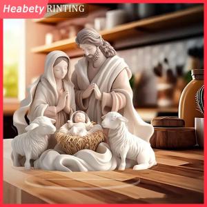 Heabety 2026 mới Chúa giáng sinh sinh cảnh Xmas bảng trung tâm phụ kiện 2D phẳng acrylic cho trang trí văn phòng nhà bên ornment