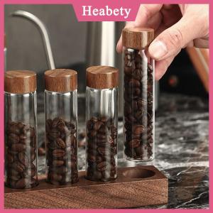 Heabety Hạt lưu trữ bằng gỗ kín hộp Barista công cụ Quà Tặng hạt cà phê lưu trữ container ống thủy tinh với công cụ gỗ đóng chai Ống