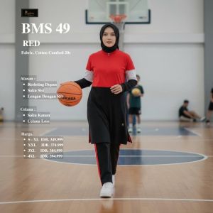 BELIEVE BMS 49 - Setelan Kaos Olahraga Wanita Muslimah BISA COUPLE - Oneset Sport Senam Yoga Jogging Tenis Padel Kekinian