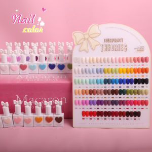 58 colors free color chart base coat top coat 15ml gel polish. Sansu 3.0 MACARON series gel polish with a bow-shaped cap.