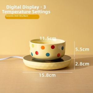 JIANZ Gốm sứ Bát nước nóng cho thú cưng Phim hoạt hình Điều chỉnh nhiệt độ thông minh Bát nước tự sưởi ấm Chậu rửa cho mèo Ổn định Bình chứa nước điều nhiệt Trang chủ