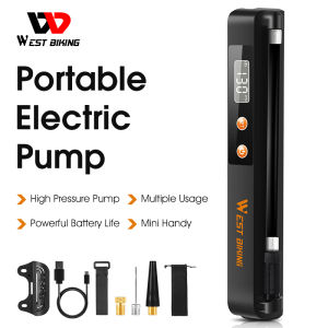 WEST BIKING Rechargeable Electric Bicycle Pump Auto-stop Tire Inflator With Pressure Gauge  Bike Motorcycle E-bike Ball Presta Schrader Valve Pump 130 Psi