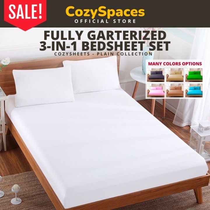 Bedsheet in Set Plain Fully Garterized Hotel Quality Bed