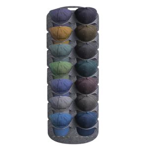 Pomely [COD&Local]7/14pockets Hanging Hat Organizers for Bedroom Closet Space Saving Wall Door Felt Storage Rack for Baseball Cap Felt Storage Holders for Bedroom Closet Space Saving Felt Organizer
