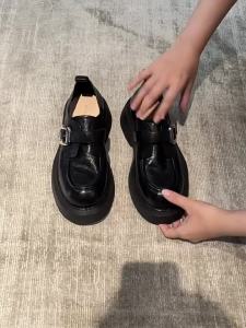 G7 Grape Mom Autumn Winter New Washed Horse Leather Round Toe British Style Slip-On Chunky Heel Loafers Womens Leather Shoes 7/7