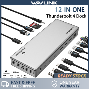 WAVLINK Thunderbolt 4แท่นวางมือถือ98W PDจอแสดงผล8K หรือ Dual 4K สำหรับ M1/M2 Thunderbolt 4/3 USB-C/USB 4 Windows(4XTBT 4 4xUSB-A USB-C 2.5GbE SDเสียง)