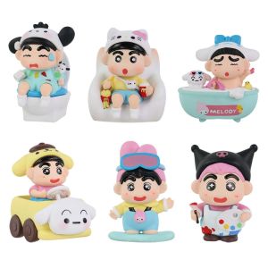 BEIBEI ฟิกเกอร์ ฟิกเกอร์อนิเมะชินจัง ทำด้วยมือ พีวีซี ตุ๊กตาอนิเมะ Crayon Shin Chan สร้างสรรค์ คอสเพลย์ ตุ๊กตาโมเดลตัวการ์ตูน ของขวัญสำหรับเด็ก