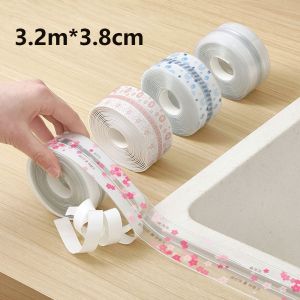 BVRZO กาวในตัว สติกเกอร์กันน้ำสำหรับอ่างล้างจานในครัว กันน้ำกันน้ำได้ ป้องกันโรคราน้ำค้าง แถบปิดผนึกอ่างอาบน้ำ 3.2เมตร  3.8เซนติเมตร แม่พิมพ์หลักฐาน เทปขอบอ่างล้างจานสติกเกอร์ติดผนัง ห้องน้ำในห้องน้ำ