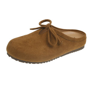 Lazy People Wear Baotou Slippers Outside The Womens New Thick-soled One-foot Suede Semi-slippers Boken Slippers