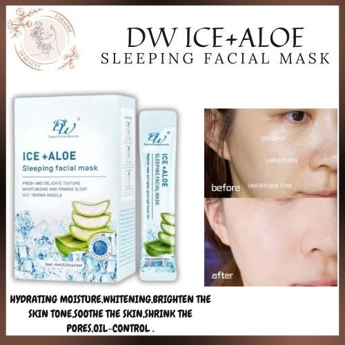 DW Ice + Aloe Sleeping Facial Mask Sticks.Hydrating moisture, Whitening, Brighten The Skin Tone,Soothe The Skin,Shrink The Pores,Oil-Control .A Renewing Mask That Works While You Sleep. When You're Sleeping at Night, Your Skin Is in Repair Mode and Highly