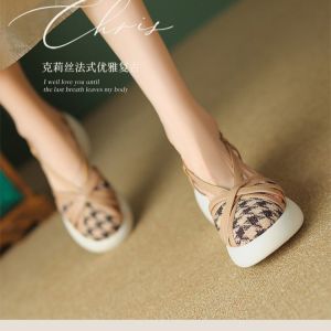 Flats Summer New Womens Shoes Block Heel Low Heels Fashion Shoes Square Toe Retro Open Toe Sandals