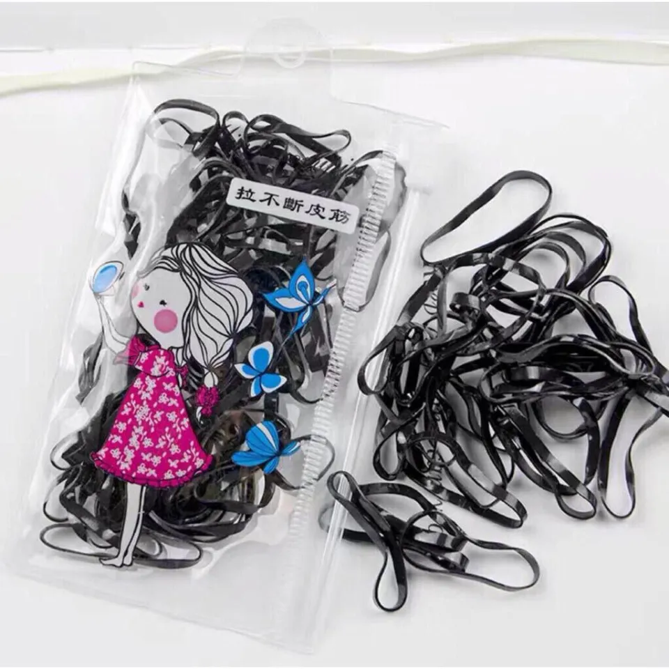 1 Pck Rubber Bands Elastic Solid Hair Ties Rope Hair Accessories 便携袋装基础打