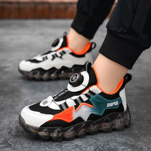 Giày bé trai mùa hè 2023 Giày thể thao trẻ em mới Giày bé trai nút xoay lưới thoáng khí Giày thời trang chống trượt và Giày chạy bộ chống mùi