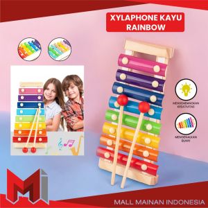 MallMainan-M328 Mainan Kolintang Alat Musik Pukul Anak Xylaphone Kayu Rainbow / Mainan Edukasi Musik Anak Silofon Children Wooden Music Toys Import