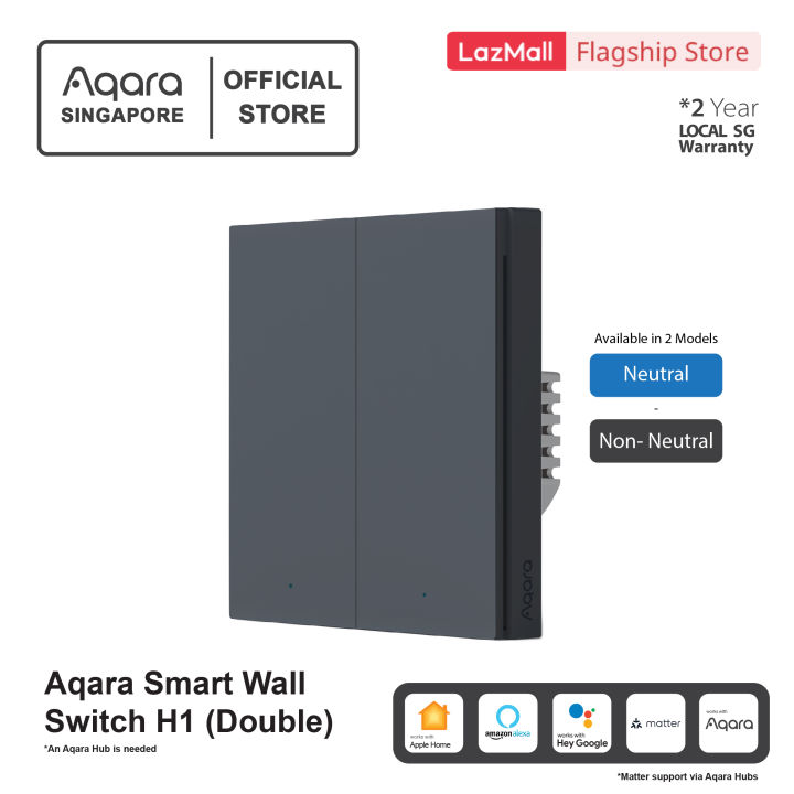 AQARA Smart Wall Switch H1 Grey with (Double Gang / Rocker), Support ...