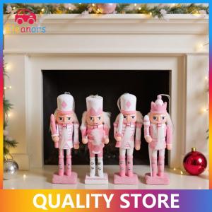 [Eleanor] 1 4Pcs Soldier Home Desktop Ornament Nutcracker Puppet Christmas Tree Pendant Pink Wooden Handicraft Xmas New Year Decoration