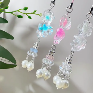 Tái Sử Dụng Acrylic Cá Vàng dây điện thoại Cho Các Phím Và Điện Thoại Đi Du Lịch Thân Thiện Ban Đêm Tầm nhìn Đính Cườm Keychain