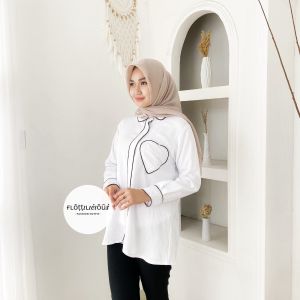 SEIRA SHIRT - FLOTTILICIOUS / Baju Kemeja Wanita Cantik List love Polos Temurah Style Fashion Oufit Korean