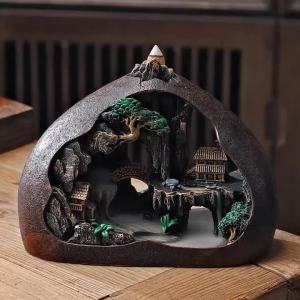 Sacesr Resin large retro reflux incense burner rockery creative entrance decoration landscape decoration T4N8K