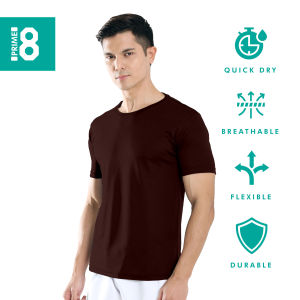 Prime8 x 888.co Aerofit Roundneck Shortsleeve Microfiber Dryfit Tshirt Jersey Sport Baju T Shirt Men Women   DARK BROWN