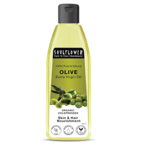 Soulflower Extra Virgin Olive Oil For Hair & Skin 100% Pure & Natural for Men & Women – 120ml