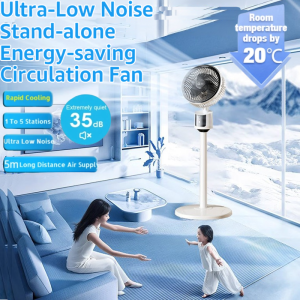 Ultra-Quiet Floor-Standing Energy-Saving Circulation Fan Adjustable Height Oscillating Fan 3 Speed Turbo Silent Stand Fan