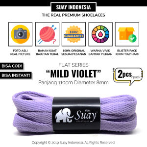 SUAY Tali Sepatu Gepeng Pipih Warna Ungu Muda Panjang 110cm 8mm - Mild Violet FLAT Shoelaces