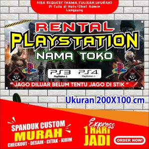 Banner RENTAL PLAYSTATION Spanduk RENTAL PLAYSTATION ukuran 200x100cm COD