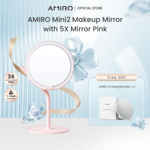 AMIRO Mini2 Makeup Mirror with 5X Mirror Pink