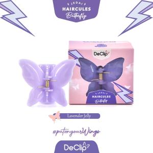 DeClip Jedai Butterfly Haircules Jepit Kupu Gigi 4 Ukuran 45cm Warna Levender Jelly