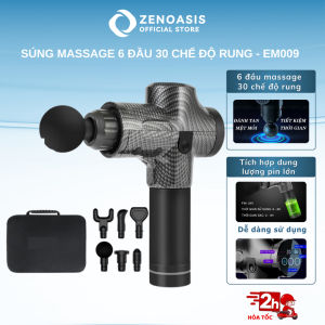 Máy massage cầm tay EM009 súng massage cầm tay 6 đầu máy massage 30 mức độ rung giảm nhức mỏi toàn thân