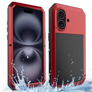 For iPhone 17 18 17e 16e 16 15 14 Air 13 12 11 Pro Max XS XR 8 7 Plus Screen Protector Aiuminum Heavy Metal Shockproof Tank Case