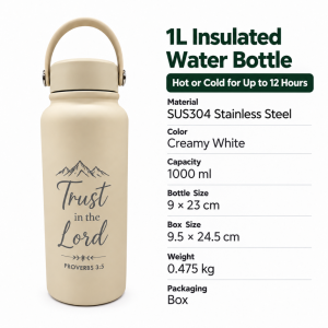 【4 Designs】1L Tumbler Bottle with Handle | Christian Gifts Christmas Water Flask