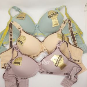 ISWA 1PC Bh Wanita Sports Roumei Bra Busa Cup Besar Tanpa Kawat Kait 3 Nilon Size 363840424446