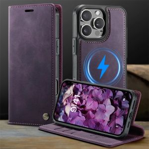 Magnetic PU Leather Flip Card Wallet Phone Case For iPhone 12 13 14 15 16 17 18 Pro Max Plus For Magsafe Wireless Charging Cover2026