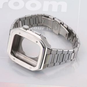 Luxury Modification Kit For Apple Watch Series 9 8 7 45mm 6 5 4 SE 44mm Metal steel Band For iWatch DIY Mod kit Bezel Case Band