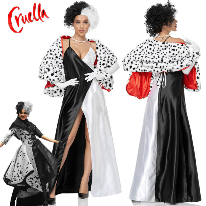 Female Characters Women's Film Fancy Dress Abba Fancy Dress Costume  Suffolly Deville Costume Adult Cruella Deville Accessories Kids Cruella Wig