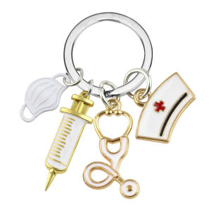 Nurse Doctor Mask Keychain Medical Paramedic Syringe Syringe Stethoscope Keychain