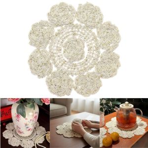 ANANAA 30x30cm Khăn trải bàn thêu Rỗng Có thể tái sử dụng Khăn hoa văn Phụ Kiện Bàn Ăn Tấm lót bàn ren Trang trí bàn ăn
