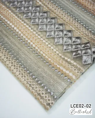 Embroidered Lace Fabric in Peach and Gray for Womens Clothing PER YARD