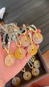 Natural Agate Chalcedony Candy Color Peace Pendant Necklace for Women gold Braided Rope Necklace Pendant