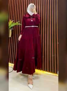 Zulaika Midi Dress Matt Ruby Maxy Rubiah Cringkle - Model Terbaru 2022