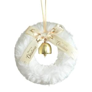Soft Plush Wreath Hanging Ornament With Bells And Ribbons For Living Room Mantels Window Doorway Festival Celebration