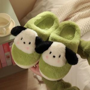 WENTIVV Student  Plush Slippers Warm Fur Anti Slip Home Slippers Shoes Kawaii Bedroom Winter Fluffy Slippers Girls