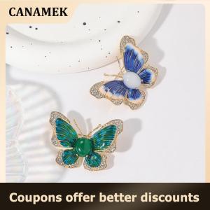 【 CANAMEK 】 1Pcs Trendy Animal Insect Lapel Pin Elegant Crystal Enamel Butterfly Brooch For Mens Suit Fashion Clothing Accessory Jewelry