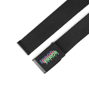 Ikat Pinggang Pria ERROR SYSTEM FLAME HITAM Bahan Kanvas Gesper Webbing Hitam